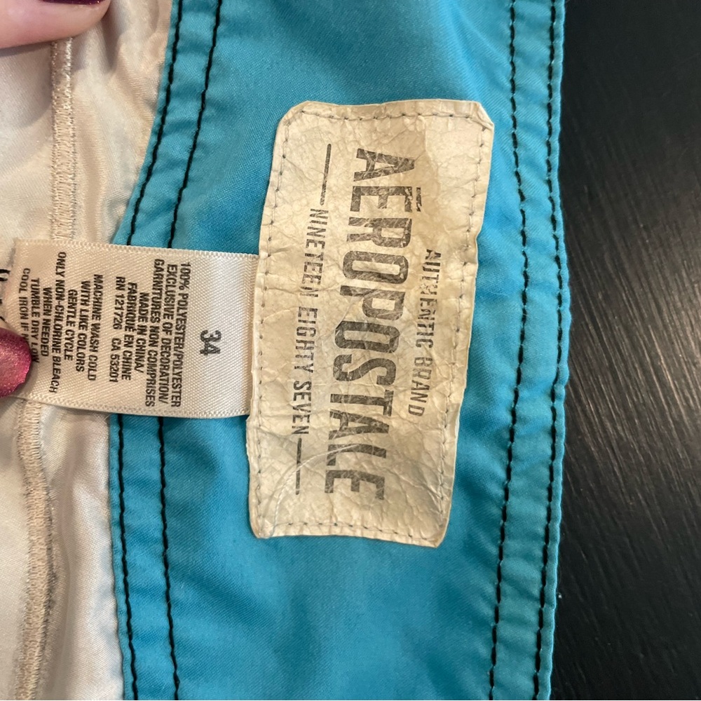 Aeropostale Men's Blue Plaid Swim Shorts Size 34 - Picture 6 of 6